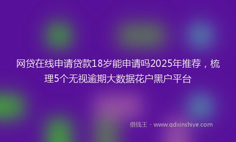 网贷在线申请贷款18岁能申请吗2025年推荐，梳理5个无视逾期大数据花户黑户平台
