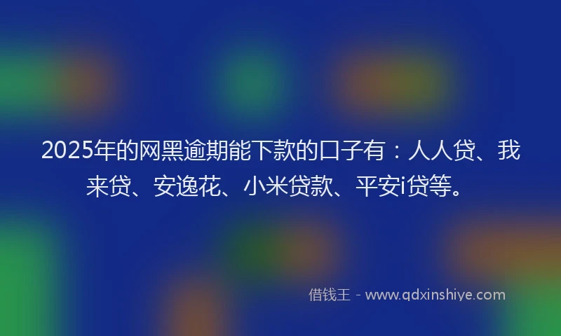 2025年的网黑逾期能下款的口子有：人人贷、我来贷、安逸花、小米贷款、平安i贷等。