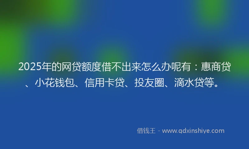 2025年的网贷额度借不出来怎么办呢有：惠商贷、小花钱包、信用卡贷、投友圈、滴水贷等。