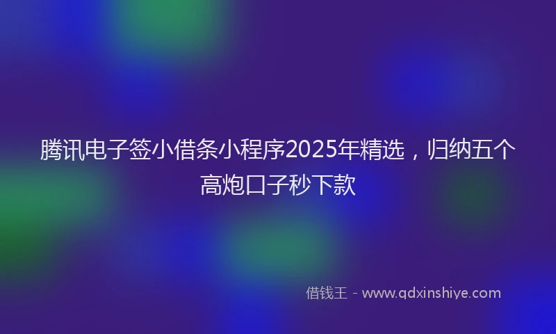 腾讯电子签小借条小程序2025年精选，归纳五个高炮口子秒下款
