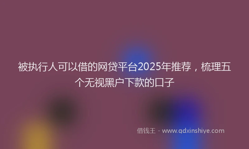 被执行人可以借的网贷平台2025年推荐，梳理五个无视黑户下款的口子
