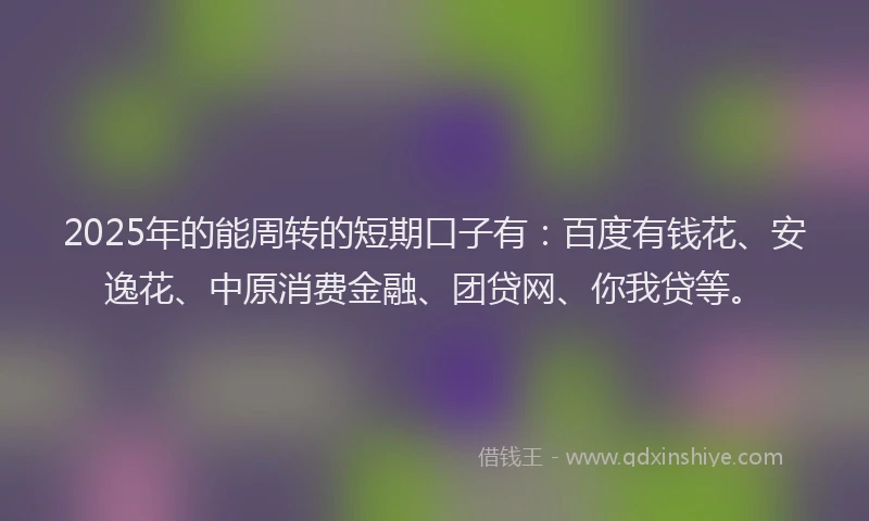 2025年的能周转的短期口子有：百度有钱花、安逸花、中原消费金融、团贷网、你我贷等。