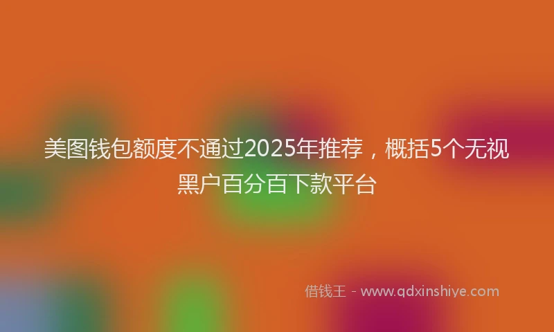 美图钱包额度不通过2025年推荐，概括5个无视黑户百分百下款平台