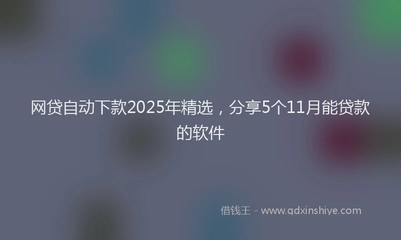 网贷自动下款2025年精选，分享5个11月能贷款的软件