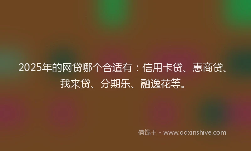 2025年的网贷哪个合适有：信用卡贷、惠商贷、我来贷、分期乐、融逸花等。