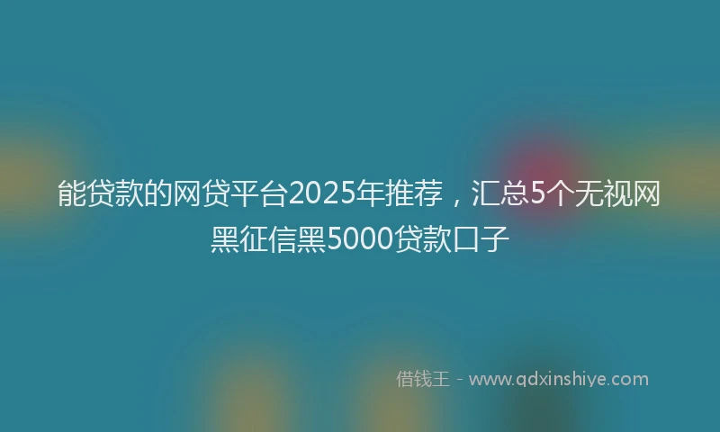 能贷款的网贷平台2025年推荐，汇总5个无视网黑征信黑5000贷款口子