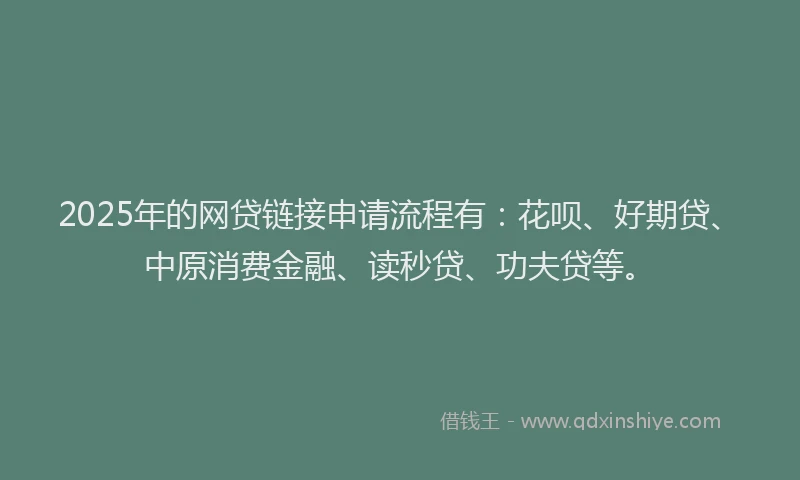 2025年的网贷链接申请流程有：花呗、好期贷、中原消费金融、读秒贷、功夫贷等。