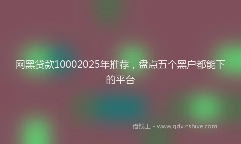 网黑贷款10002025年推荐，盘点五个黑户都能下的平台
