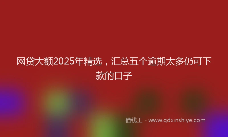 网贷大额2025年精选，汇总五个逾期太多仍可下款的口子