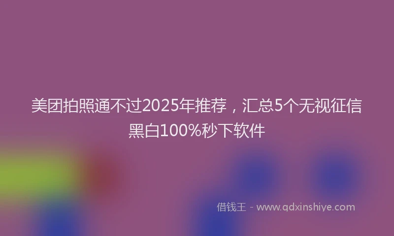 美团拍照通不过2025年推荐，汇总5个无视征信黑白100%秒下软件