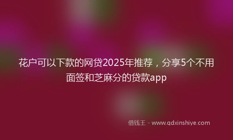 花户可以下款的网贷2025年推荐，分享5个不用面签和芝麻分的贷款app