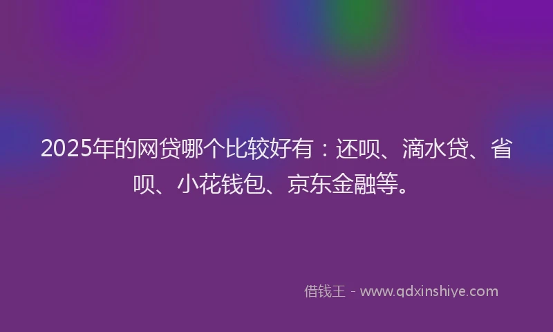 2025年的网贷哪个比较好有：还呗、滴水贷、省呗、小花钱包、京东金融等。