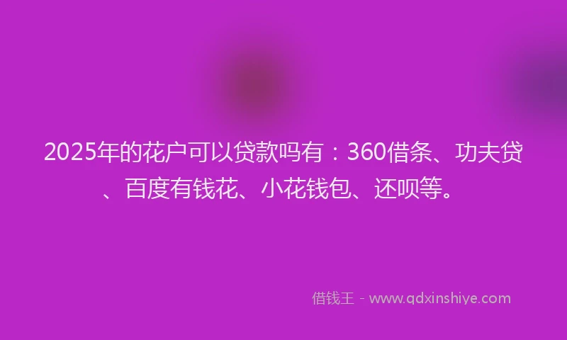 2025年的花户可以贷款吗有：360借条、功夫贷、百度有钱花、小花钱包、还呗等。