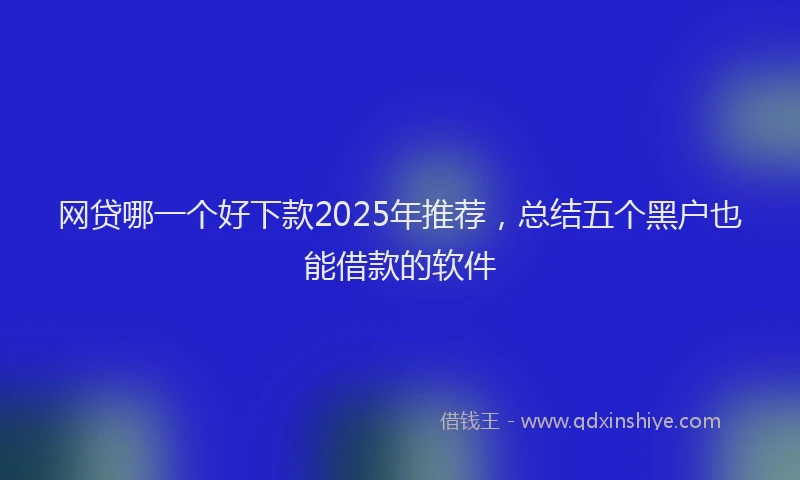 网贷哪一个好下款2025年推荐，总结五个黑户也能借款的软件