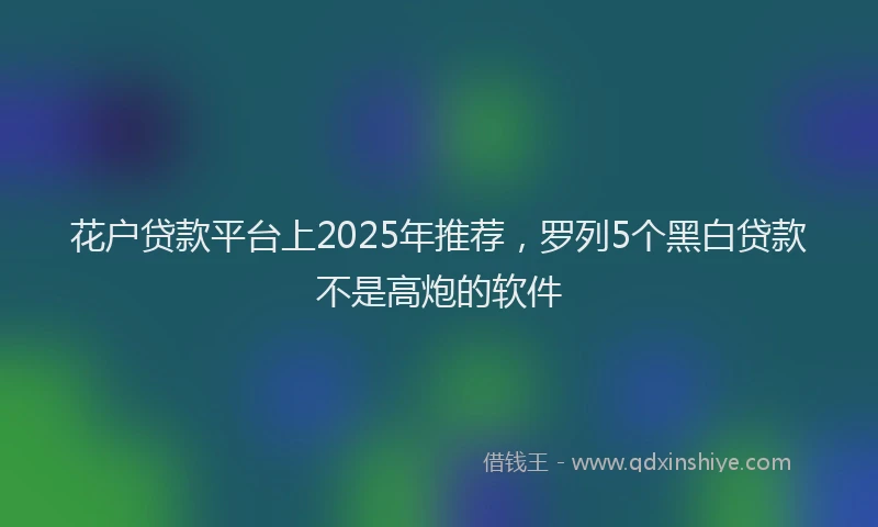 花户贷款平台上2025年推荐，罗列5个黑白贷款不是高炮的软件