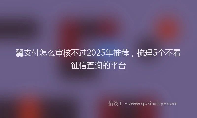 翼支付怎么审核不过2025年推荐，梳理5个不看征信查询的平台