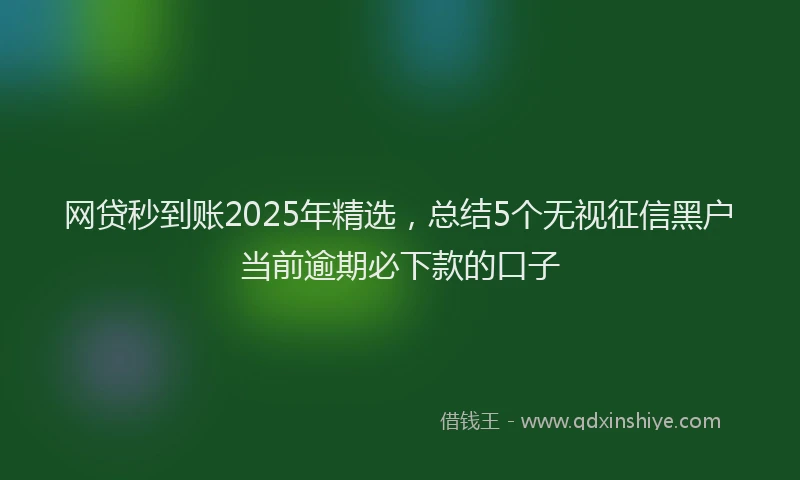 网贷秒到账2025年精选，总结5个无视征信黑户当前逾期必下款的口子