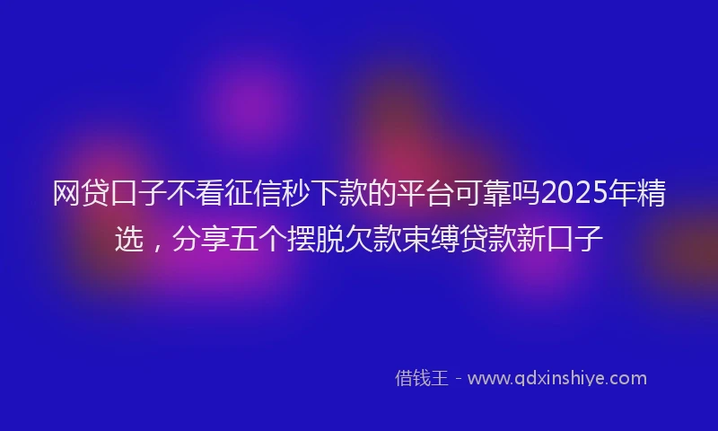 网贷口子不看征信秒下款的平台可靠吗2025年精选，分享五个摆脱欠款束缚贷款新口子