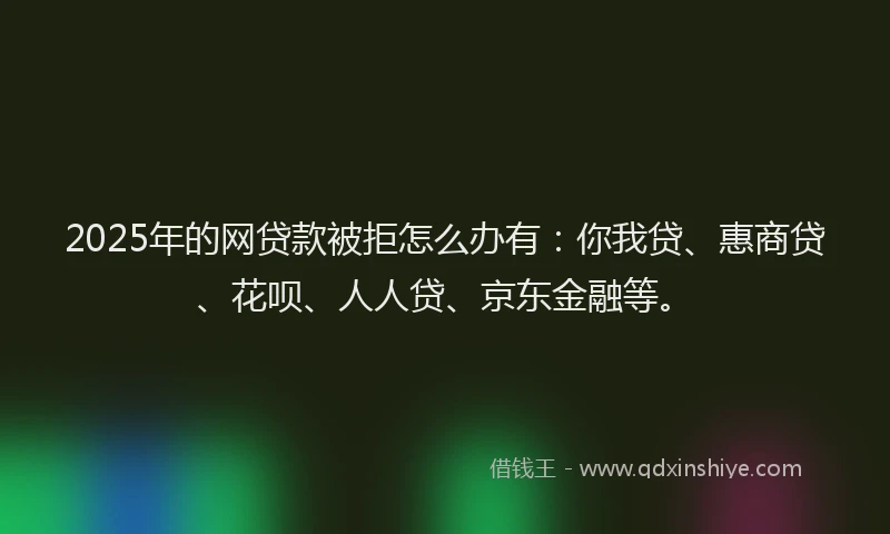 2025年的网贷款被拒怎么办有：你我贷、惠商贷、花呗、人人贷、京东金融等。