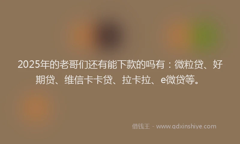 2025年的老哥们还有能下款的吗有：微粒贷、好期贷、维信卡卡贷、拉卡拉、e微贷等。