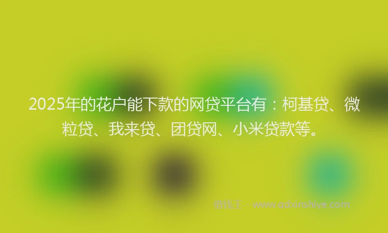 2025年的花户能下款的网贷平台有：柯基贷、微粒贷、我来贷、团贷网、小米贷款等。