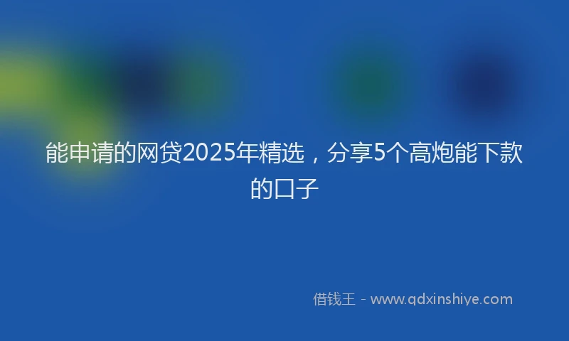 能申请的网贷2025年精选，分享5个高炮能下款的口子