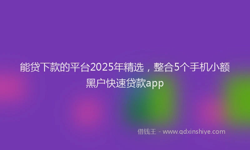 能贷下款的平台2025年精选，整合5个手机小额黑户快速贷款app