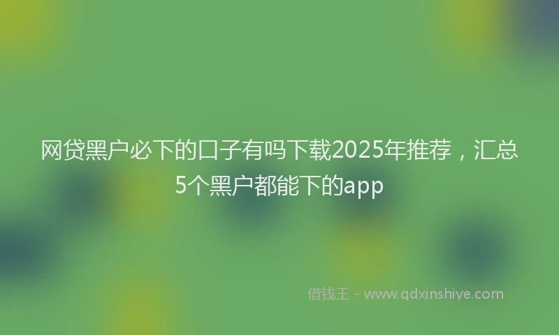 网贷黑户必下的口子有吗下载2025年推荐，汇总5个黑户都能下的app