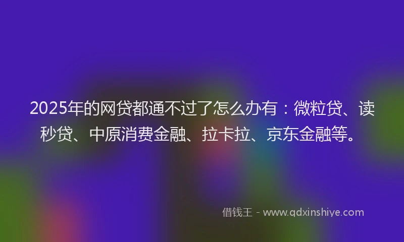 2025年的网贷都通不过了怎么办有：微粒贷、读秒贷、中原消费金融、拉卡拉、京东金融等。