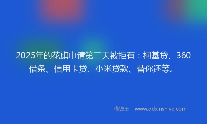 2025年的花旗申请第二天被拒有：柯基贷、360借条、信用卡贷、小米贷款、替你还等。