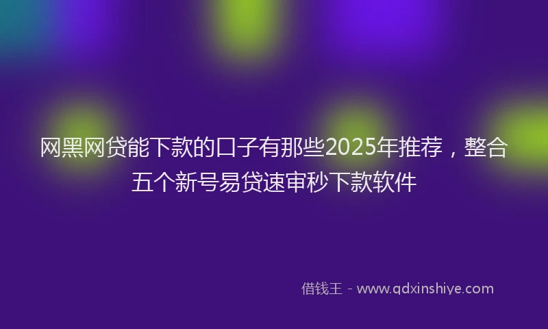 网黑网贷能下款的口子有那些2025年推荐，整合五个新号易贷速审秒下款软件