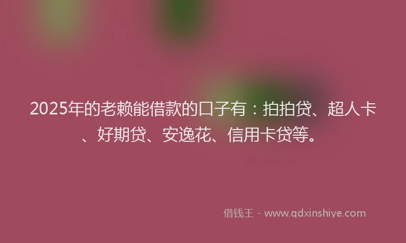 2025年的老赖能借款的口子有：拍拍贷、超人卡、好期贷、安逸花、信用卡贷等。