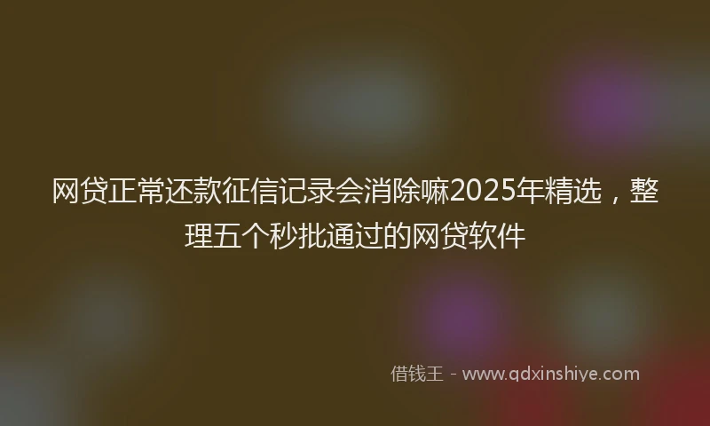网贷正常还款征信记录会消除嘛2025年精选，整理五个秒批通过的网贷软件