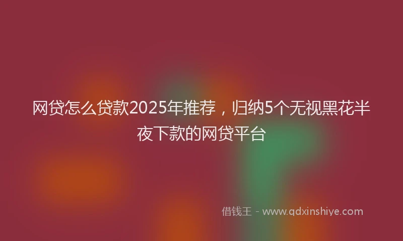 网贷怎么贷款2025年推荐，归纳5个无视黑花半夜下款的网贷平台