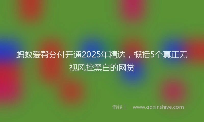 蚂蚁爱帮分付开通2025年精选，概括5个真正无视风控黑白的网贷
