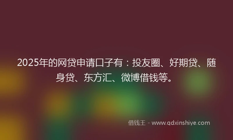 2025年的网贷申请口子有：投友圈、好期贷、随身贷、东方汇、微博借钱等。