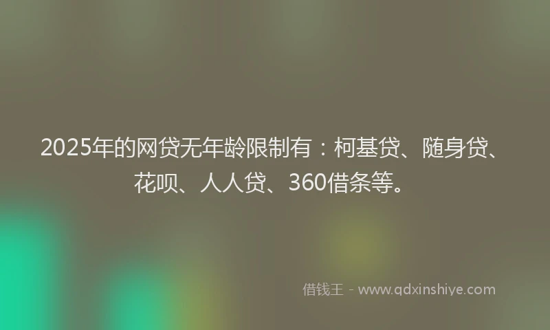 2025年的网贷无年龄限制有：柯基贷、随身贷、花呗、人人贷、360借条等。