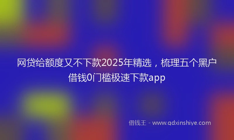 网贷给额度又不下款2025年精选，梳理五个黑户借钱0门槛极速下款app