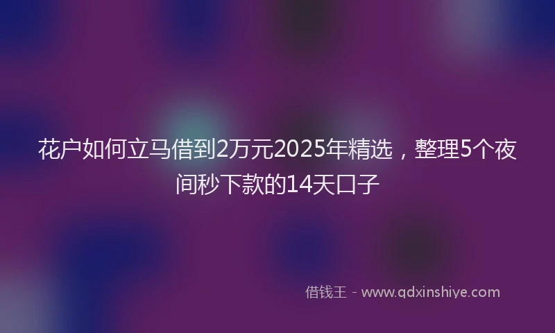 花户如何立马借到2万元2025年精选，整理5个夜间秒下款的14天口子