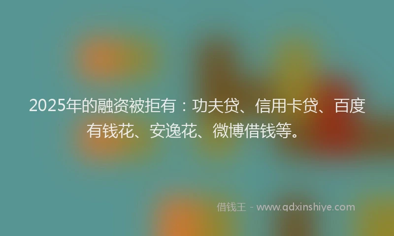 2025年的融资被拒有：功夫贷、信用卡贷、百度有钱花、安逸花、微博借钱等。