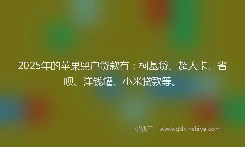 2025年的苹果黑户贷款有：柯基贷、超人卡、省呗、洋钱罐、小米贷款等。