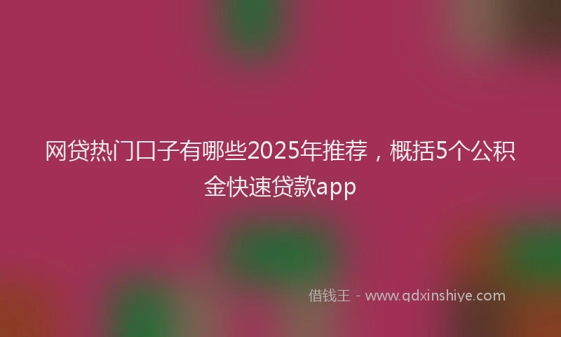 网贷热门口子有哪些2025年推荐，概括5个公积金快速贷款app