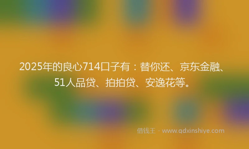 2025年的良心714口子有：替你还、京东金融、51人品贷、拍拍贷、安逸花等。