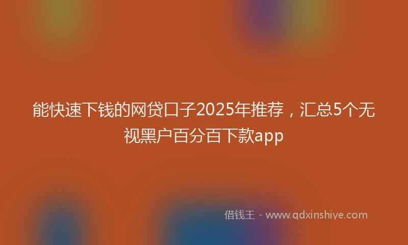能快速下钱的网贷口子2025年推荐，汇总5个无视黑户百分百下款app
