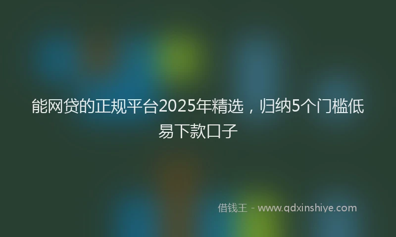 能网贷的正规平台2025年精选，归纳5个门槛低易下款口子