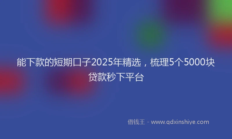 能下款的短期口子2025年精选，梳理5个5000块贷款秒下平台