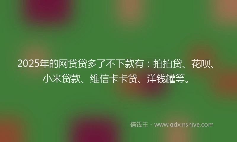 2025年的网贷贷多了不下款有：拍拍贷、花呗、小米贷款、维信卡卡贷、洋钱罐等。