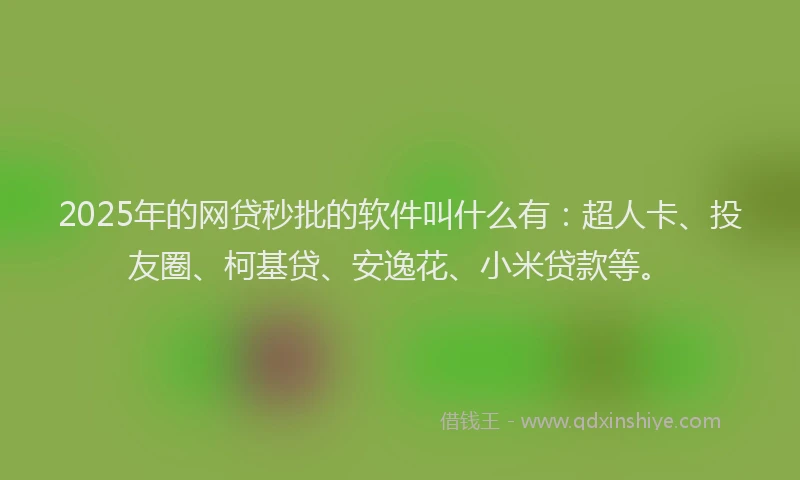 2025年的网贷秒批的软件叫什么有：超人卡、投友圈、柯基贷、安逸花、小米贷款等。