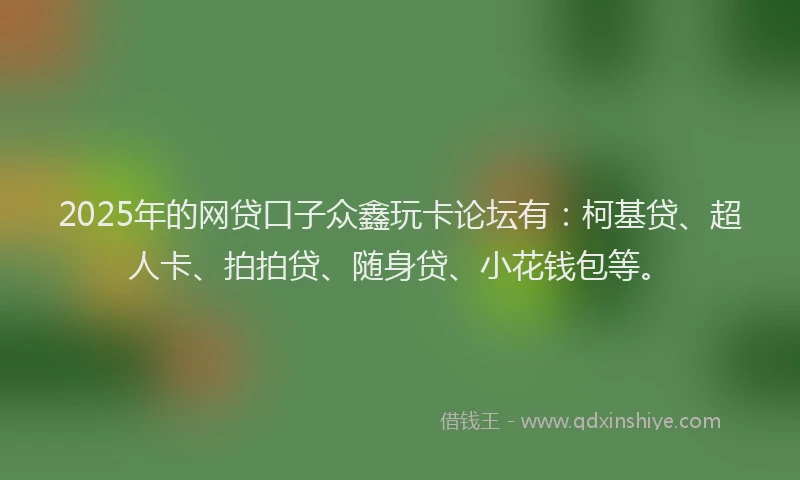 2025年的网贷口子众鑫玩卡论坛有：柯基贷、超人卡、拍拍贷、随身贷、小花钱包等。