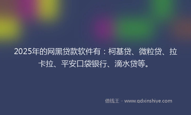 2025年的网黑贷款软件有：柯基贷、微粒贷、拉卡拉、平安口袋银行、滴水贷等。